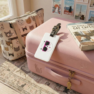 Cooles Katzengesicht mit rosa Sonnenbrille Niedlic Gepäckanhänger