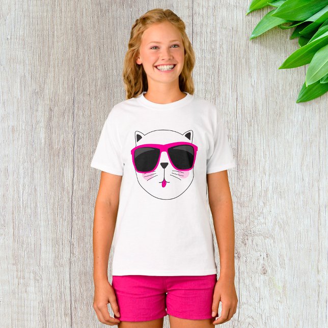 Cooles Katzengesicht mit rosa Sonnenbrille Niedlic T-Shirt (Von Creator hochgeladen)