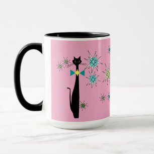 Cooles Katzenjammer und Sterne Mitte Jahrhundert Tasse