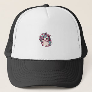 Cooles kawaii Einhorn mit Kirschen Langarm T-Shirt Truckerkappe