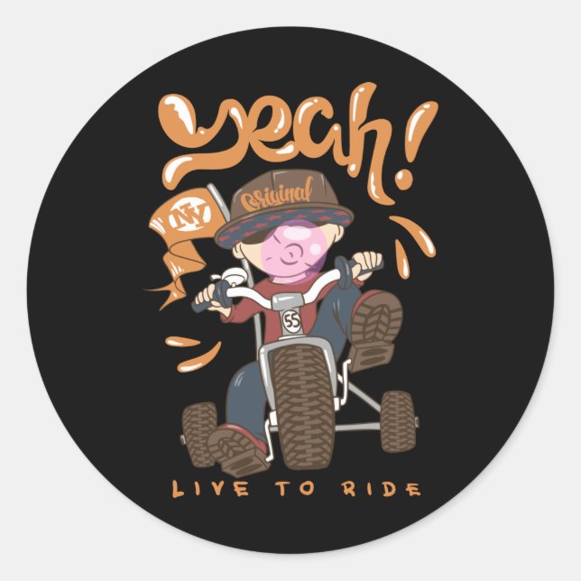 Cooles Kind auf dem Fahrrad Runder Aufkleber (Vorderseite)