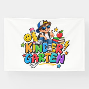 Cooles Kindergarten-Jungen-Shirt zum ersten Schult Banner