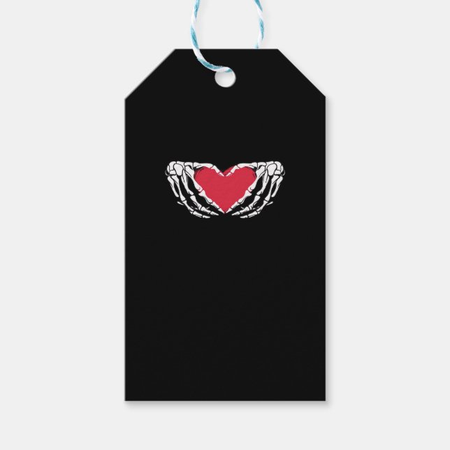 Cooles klassisches Funny Skeleton Handherz - Valen Geschenkanhänger (Vorderseite)
