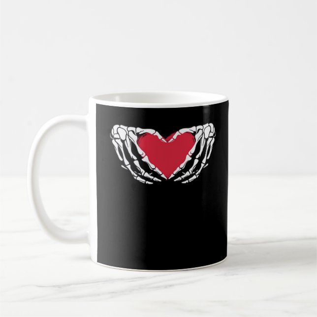 Cooles klassisches Funny Skeleton Handherz - Valen Kaffeetasse (Links)