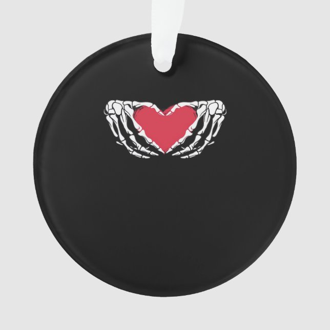 Cooles klassisches Funny Skeleton Handherz - Valen Ornament (Vorderseite)