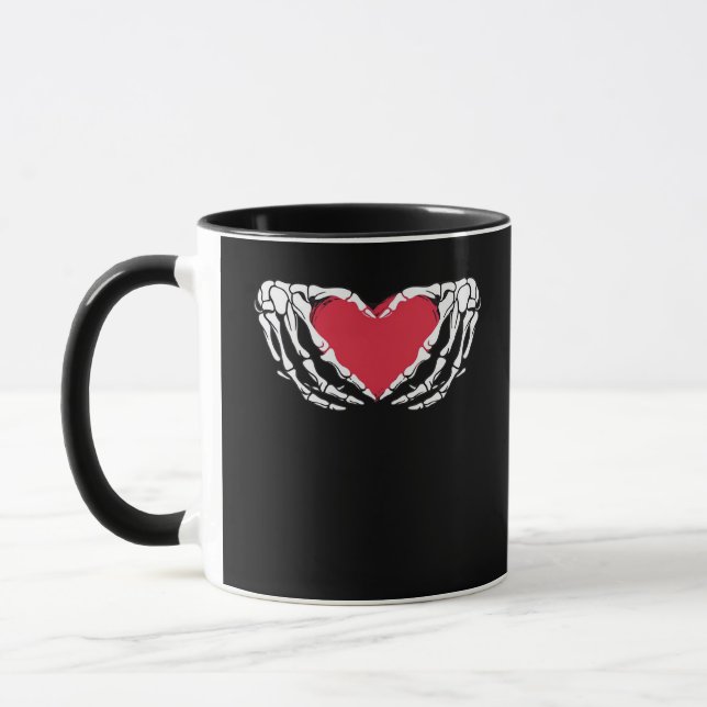 Cooles klassisches Funny Skeleton Handherz - Valen Tasse (Links)