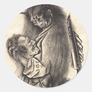 Cooles klassisches Vintages japanisches Dämon-Täto Runder Aufkleber