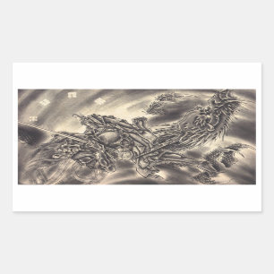 Cooles klassisches Vintages japanisches Drachen-Ta Rechteckiger Aufkleber