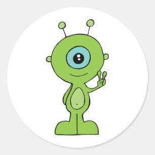 Cooles kleines alien runder aufkleber