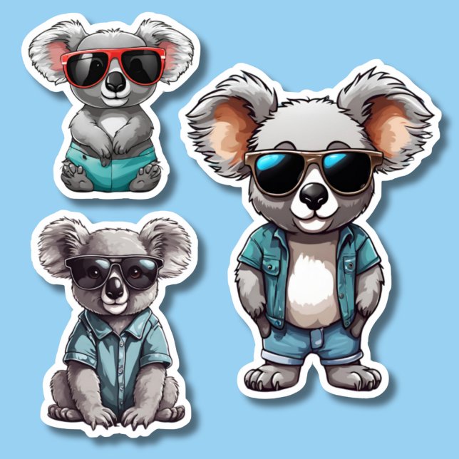 Cooles Koala Set wasserdicht Aufkleber (Von Creator hochgeladen)