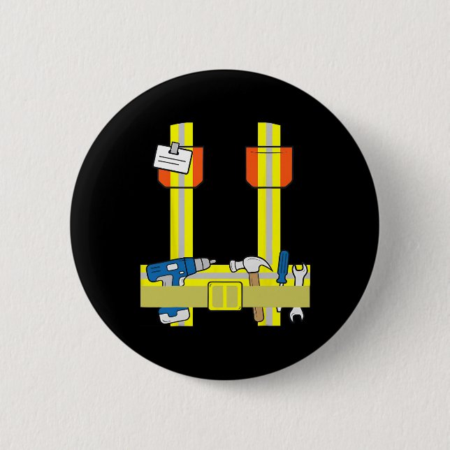 Cooles Kostüm für Bauarbeiter Button (Vorderseite)
