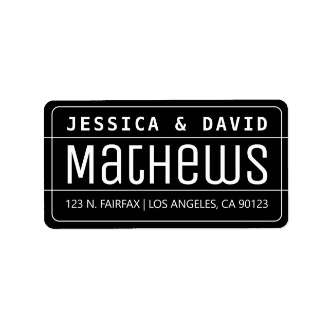 Cooles, kreatives Schwarz-Weiß-Label Adressaufkleber (Vorne)