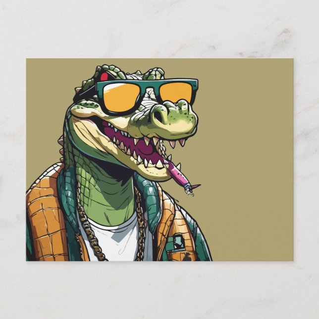 Cooles Krokodil mit Sonnenbrille Postkarte (Vorderseite)