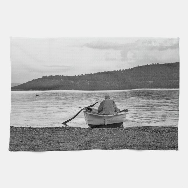 Cooles Kulturleben Foto der ägäischen Fischer Geschirrtuch (Horizontal)