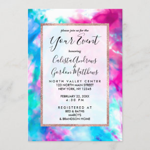 Cooles Künstlerisches Girl Lila Pink Blue Gefärbte Einladung