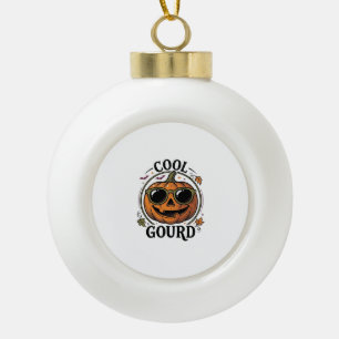 Cooles Kürbis-Shirt Vintage Gravur Halloween Sonne Keramik Kugel-Ornament