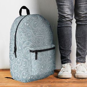 Cooles Lächeln Blaues lächelndes Gesicht Stylisch  Bedruckter Rucksack