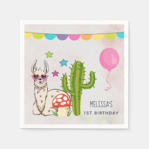 Cooles Lama in Herz-geformt Sonnenbrille Geburtsta Serviette