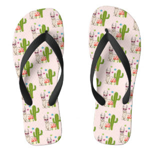 Cooles Lama in Herz-geformt Sonnenbrille Muster Flip Flops
