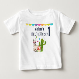 Cooles Lama in Herzform Sunglass Erster Geburtstag Baby T-shirt