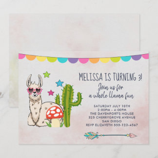 Cooles Lama in Sonnenbrille Geburtstag Einladung