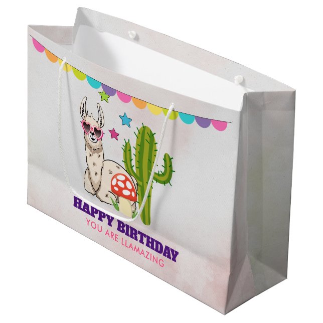 Cooles Lamm in Herz-Shaped-Sonnenbrille Große Geschenktüte (Vorderseite Schrägansicht)