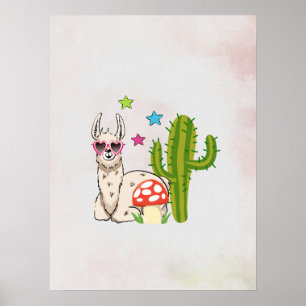 Cooles Lamm in Herz-Shaped-Sonnenbrille Poster