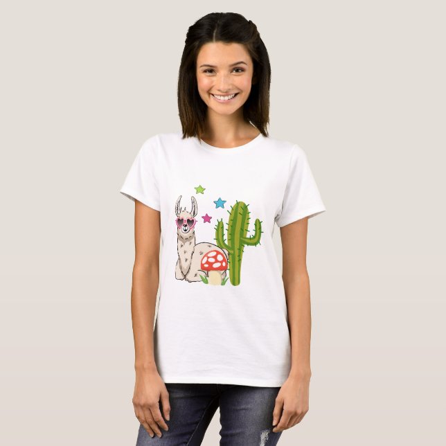 Cooles Lamm in Herz-Shaped-Sonnenbrille T-Shirt (Vorne ganz)