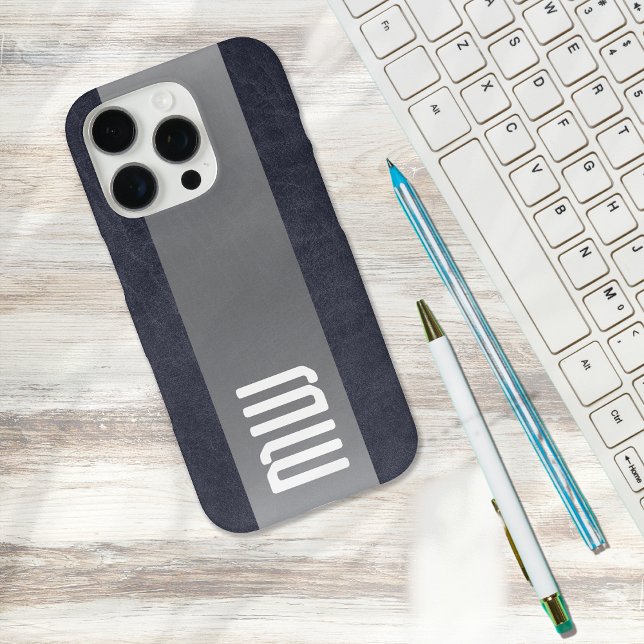 Cooles Leder Metallstreifen Fette Monogramm Case-Mate iPhone Hülle (Von Creator hochgeladen)