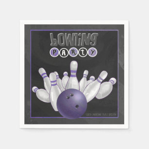 Cooles Lila Bowling Party Paper Napkins Serviette