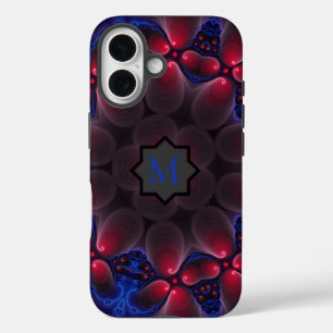 Cooles Lila Fraktal Art Monogram iPhone 16 Hülle