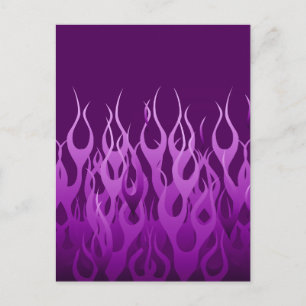 Cooles Lila Racing Flames Design Postkarte