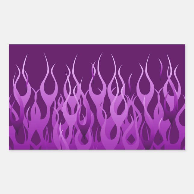 Cooles Lila Racing Flames Design Rechteckiger Aufkleber (Vorderseite)