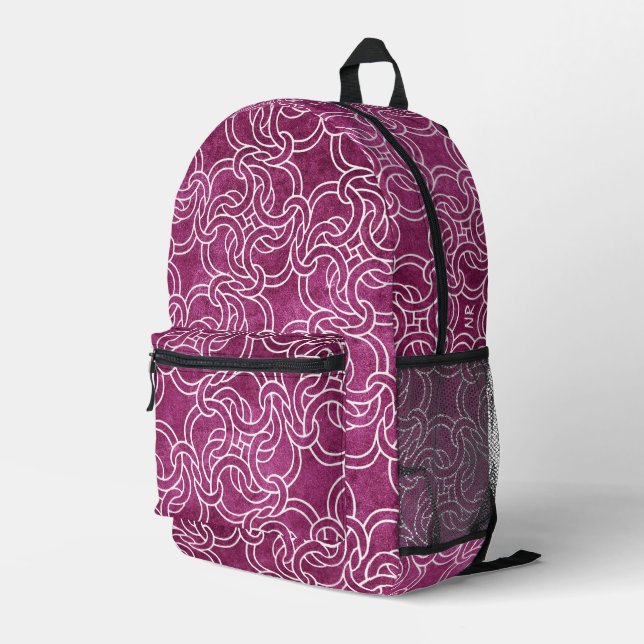 Cooles Lila rosa keltisches Knoten Modernes Mit Mo Bedruckter Rucksack (Rückseitige Ecke Rechts)