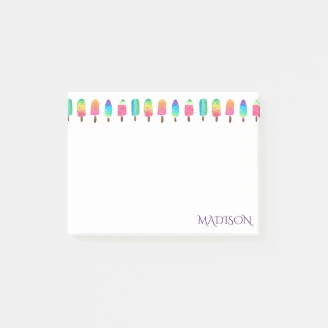 Cooles lila rosa Popsicle-Muster zurück zu Schule Post-it Klebezettel (Vorderseite)