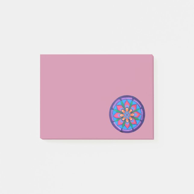 Cooles lila Rosa und grünes Mandala Post-it Klebezettel (Vorderseite)