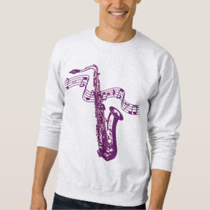 Cooles lila Saxophon und Noten -Shirt Sweatshirt