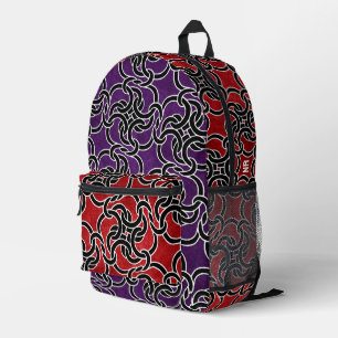 Cooles Lila Schwarzes Knot Modernes Monogramm Bedruckter Rucksack