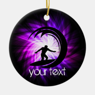 Cooles Lila Surfen Keramik Ornament