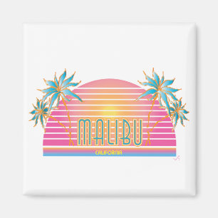 Cooles Logo von Malibu-CA-Sun Palm Trees Magnet