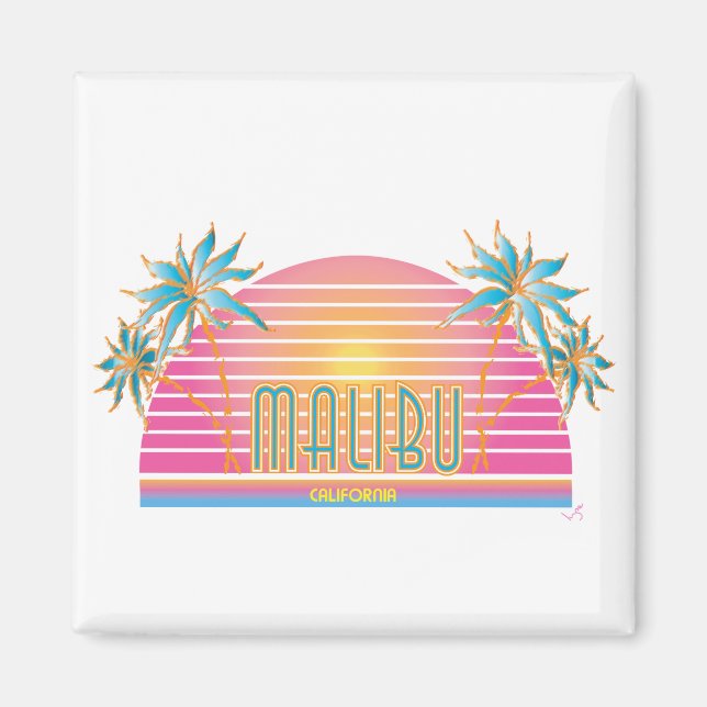 Cooles Logo von Malibu-CA-Sun Palm Trees Magnet (Vorne)