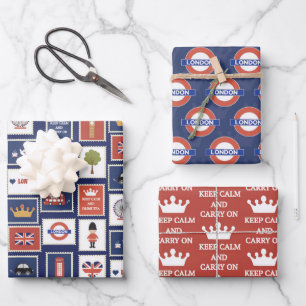 cooles Londoner Mustersystem Party Geschenkpapier Set