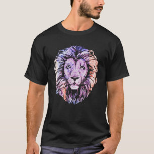 Cooles Löwenkopfdesign mit hellen Farben T-Shirt