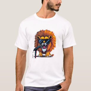 Cooles Löwensingen mit Mikrofon T-Shirt
