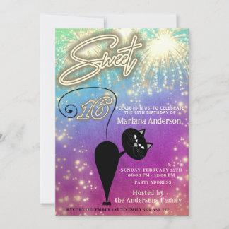 Cooles lustiges Katzenballon Feuerwerk Einladung