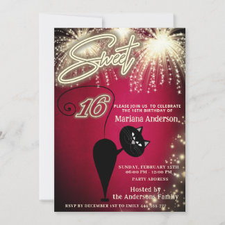 Cooles lustiges Katzenballon Feuerwerk Einladung