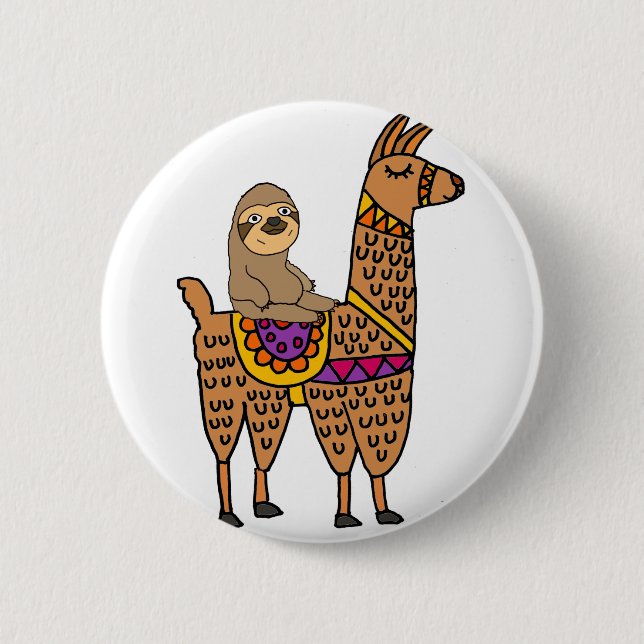 Cooles lustiges Sloth-Reitlama Button (Vorderseite)