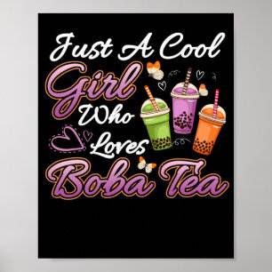 Cooles Mädchen, das Boba Tea Boba trinken Blase Te Poster