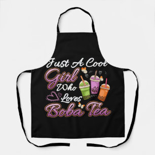 Cooles Mädchen, das Boba Tea Boba trinken Blase Te Schürze