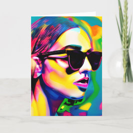 Cooles Mädchen in Sonnenbrille Abstrakte Kunst, Di Karte